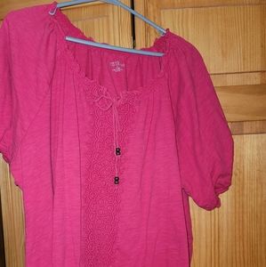 Catherines Heathered pink top with beaded tie